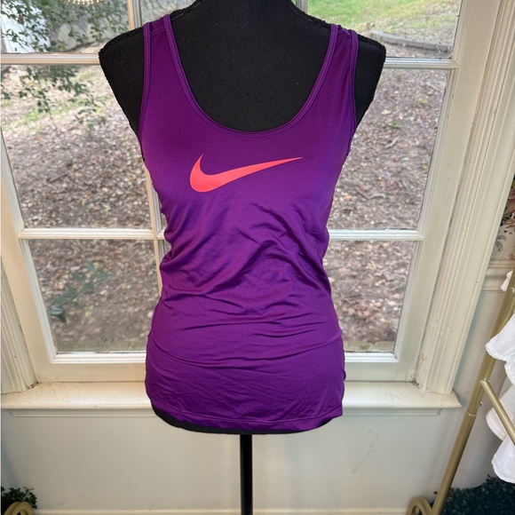 Nike Pro Purple Tank Top with Pink Swoosh - Picture 1 of 8